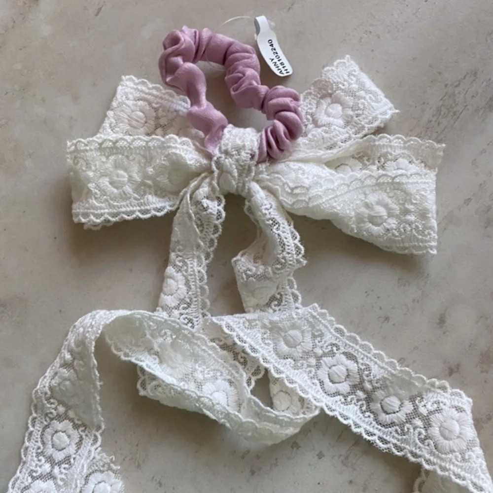 Anthropologie Lace Bow Hair Scrunchie